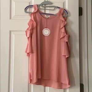 Pink Cold Shoulder Umgee Tunic Length Top NWT